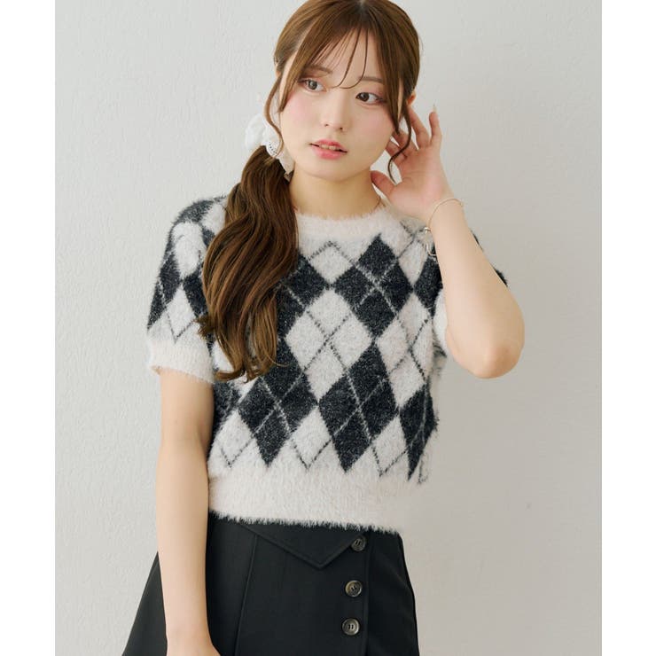 シャギーアーガイル半袖プルオーバー | NICE CLAUP / OLIVE des OLIVE　OUTLET | 詳細画像8 