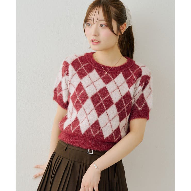 シャギーアーガイル半袖プルオーバー | NICE CLAUP / OLIVE des OLIVE　OUTLET | 詳細画像32 