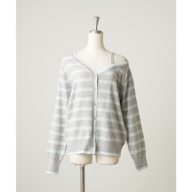 ボーダーオフショルカーディガン | NICE CLAUP / OLIVE des OLIVE　OUTLET | 詳細画像2 