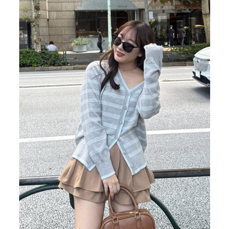 ボーダーオフショルカーディガン | NICE CLAUP / OLIVE des OLIVE　OUTLET | 詳細画像5 