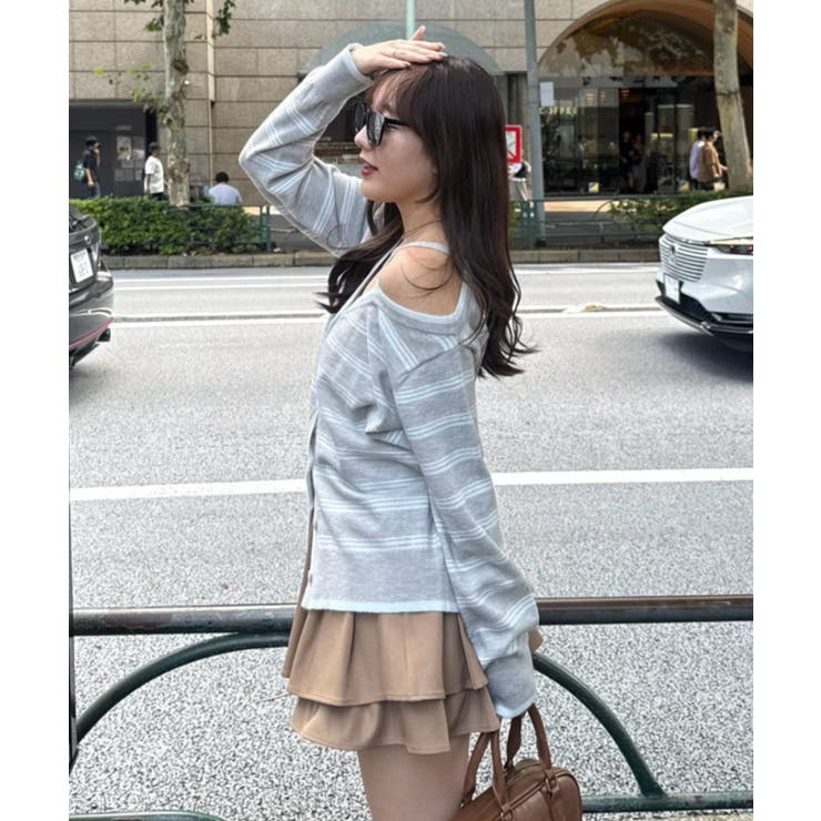 ボーダーオフショルカーディガン | NICE CLAUP / OLIVE des OLIVE　OUTLET | 詳細画像6 