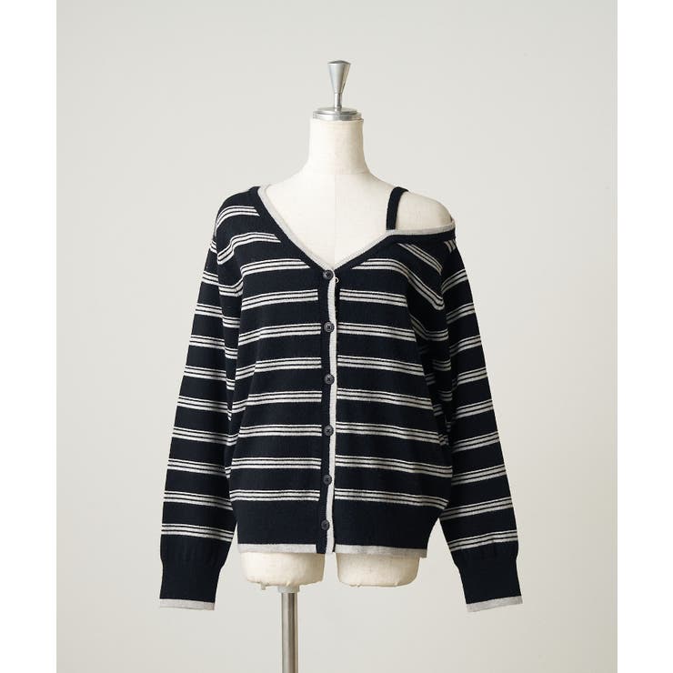 ボーダーオフショルカーディガン | NICE CLAUP / OLIVE des OLIVE　OUTLET | 詳細画像8 
