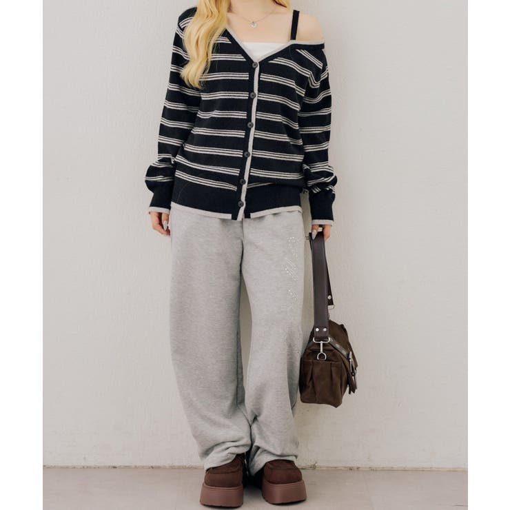 ボーダーオフショルカーディガン | NICE CLAUP / OLIVE des OLIVE　OUTLET | 詳細画像9 