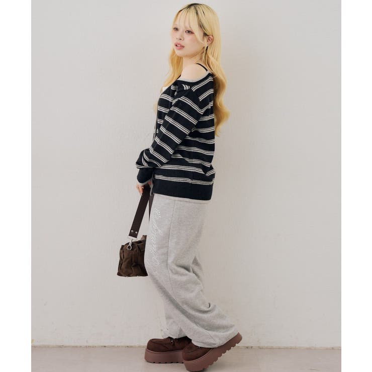 ボーダーオフショルカーディガン | NICE CLAUP / OLIVE des OLIVE　OUTLET | 詳細画像10 
