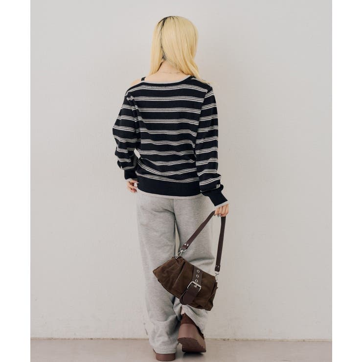 ボーダーオフショルカーディガン | NICE CLAUP / OLIVE des OLIVE　OUTLET | 詳細画像11 