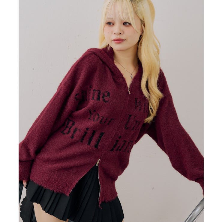 ボルドー | ロゴフェザーWZIPパーカー | NICE CLAUP / OLIVE des OLIVE　OUTLET