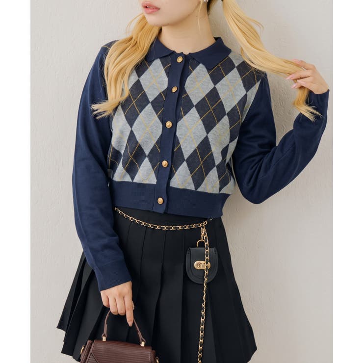アーガイル襟ニット | NICE CLAUP / OLIVE des OLIVE　OUTLET | 詳細画像1 