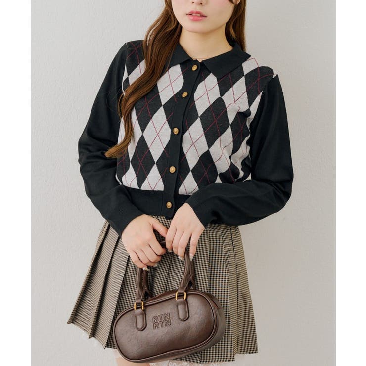 ブラック | アーガイル襟ニット | NICE CLAUP / OLIVE des OLIVE　OUTLET