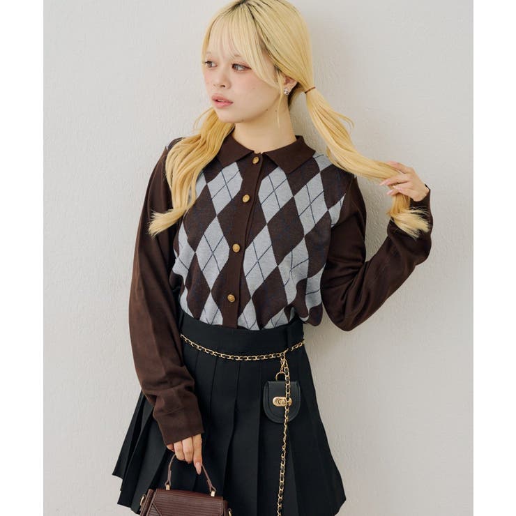 ブラウン | アーガイル襟ニット | NICE CLAUP / OLIVE des OLIVE　OUTLET