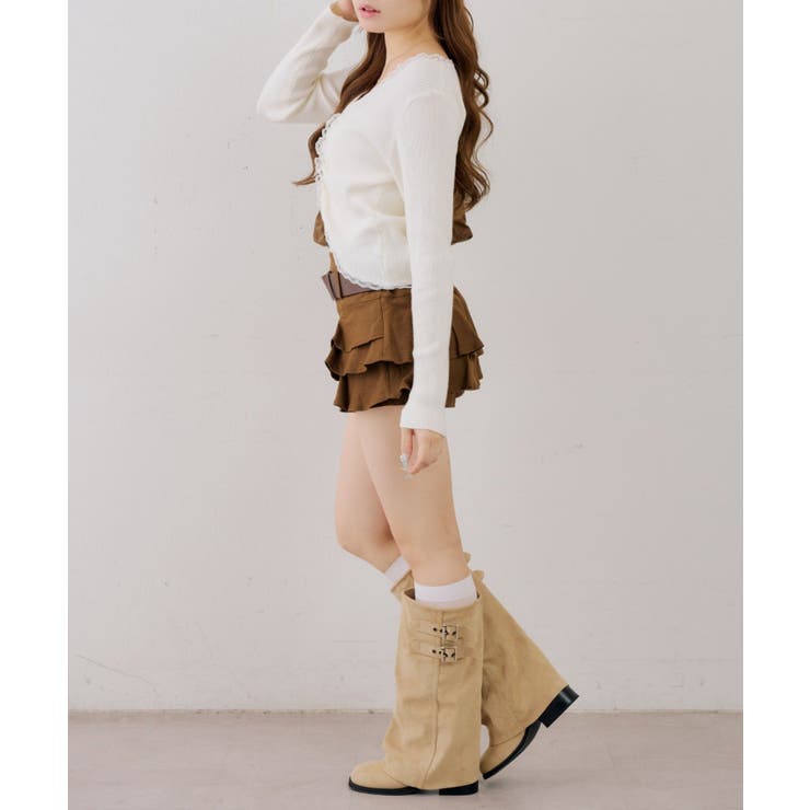 フロントギャザーレーストリムカーディガン | NICE CLAUP / OLIVE des OLIVE　OUTLET | 詳細画像5 