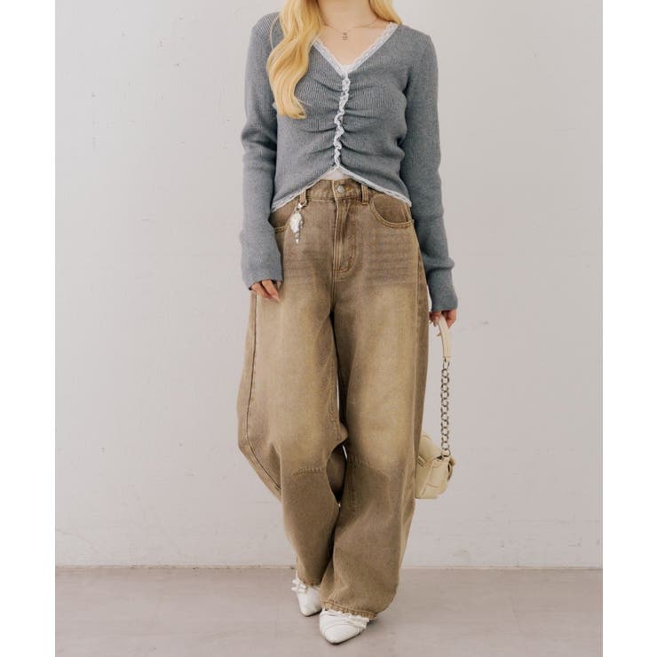 フロントギャザーレーストリムカーディガン | NICE CLAUP / OLIVE des OLIVE　OUTLET | 詳細画像13 