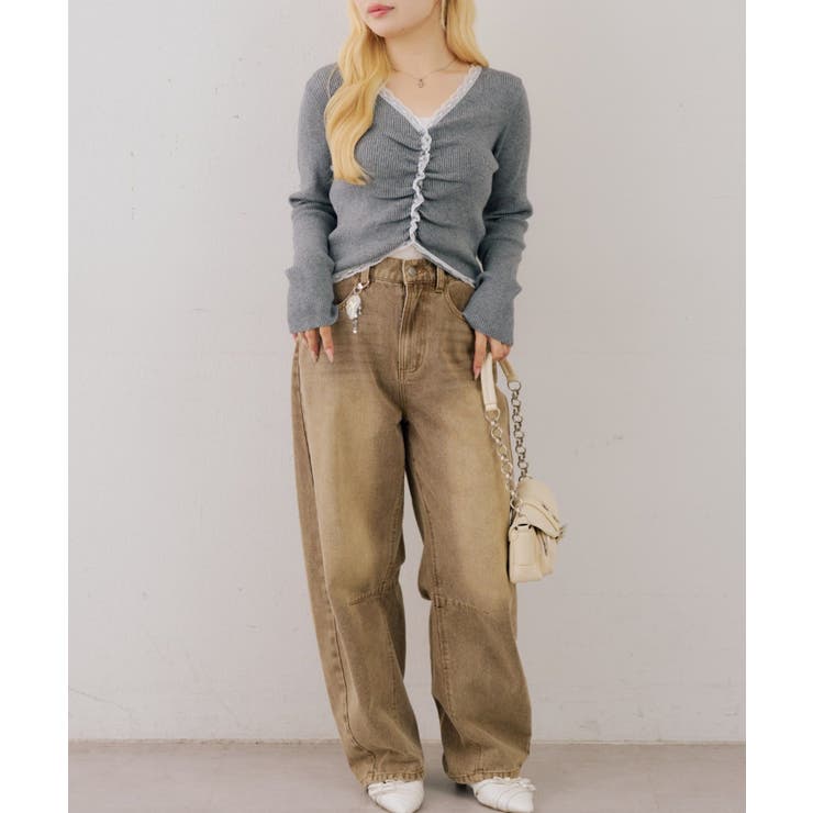フロントギャザーレーストリムカーディガン | NICE CLAUP / OLIVE des OLIVE　OUTLET | 詳細画像14 