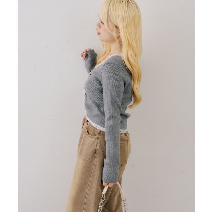 フロントギャザーレーストリムカーディガン | NICE CLAUP / OLIVE des OLIVE　OUTLET | 詳細画像17 