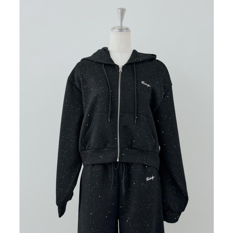 ブラック | 【セットアップ対応可】ラメダンボールZIPパーカー | NICE CLAUP / OLIVE des OLIVE　OUTLET
