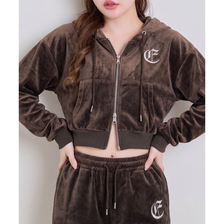 【セットアップ対応可】ロゴ刺しゅうベロアパーカー | NICE CLAUP / OLIVE des OLIVE　OUTLET | 詳細画像13 