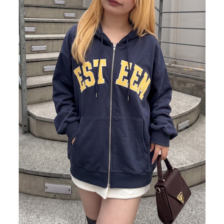 裏毛BIGロゴZIPパーカー | NICE CLAUP / OLIVE des OLIVE　OUTLET | 詳細画像1 