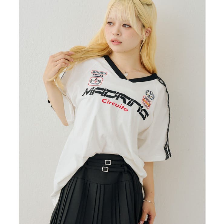 袖レースゲームTシャツ | NICE CLAUP / OLIVE des OLIVE　OUTLET | 詳細画像3 