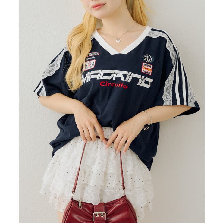 袖レースゲームTシャツ | NICE CLAUP / OLIVE des OLIVE　OUTLET | 詳細画像16 