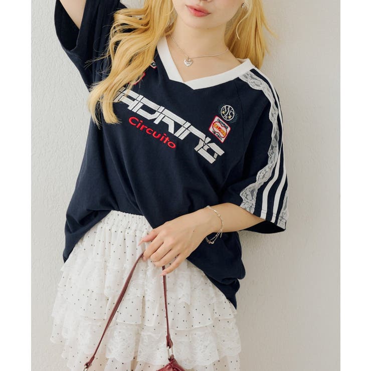 袖レースゲームTシャツ | NICE CLAUP / OLIVE des OLIVE　OUTLET | 詳細画像17 
