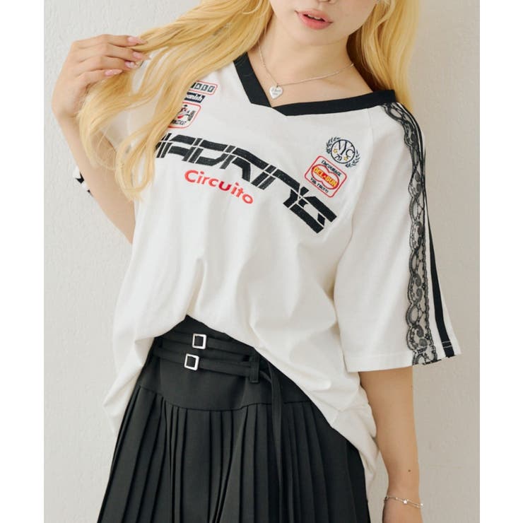 オフ | 袖レースゲームTシャツ | NICE CLAUP / OLIVE des OLIVE　OUTLET