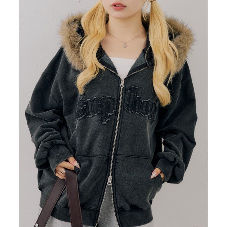 フェイクファー付ピグメントパーカー | NICE CLAUP / OLIVE des OLIVE　OUTLET | 詳細画像1 
