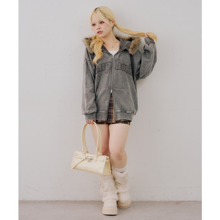 フェイクファー付ピグメントパーカー | NICE CLAUP / OLIVE des OLIVE　OUTLET | 詳細画像4 