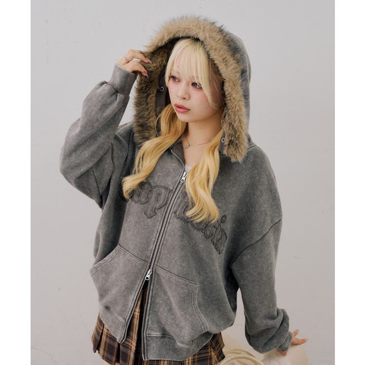 フェイクファー付ピグメントパーカー | NICE CLAUP / OLIVE des OLIVE　OUTLET | 詳細画像15 