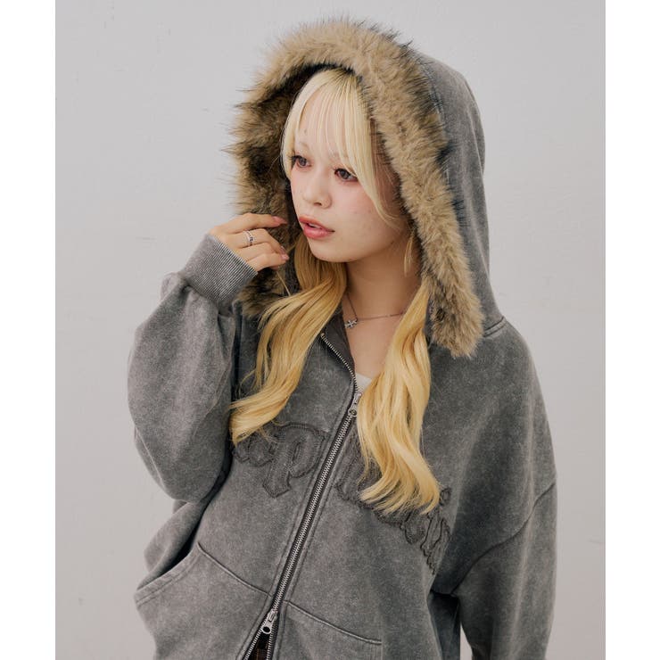 フェイクファー付ピグメントパーカー | NICE CLAUP / OLIVE des OLIVE　OUTLET | 詳細画像16 