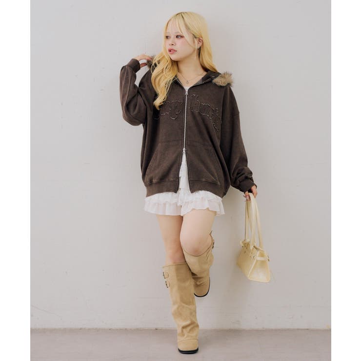 フェイクファー付ピグメントパーカー | NICE CLAUP / OLIVE des OLIVE　OUTLET | 詳細画像17 