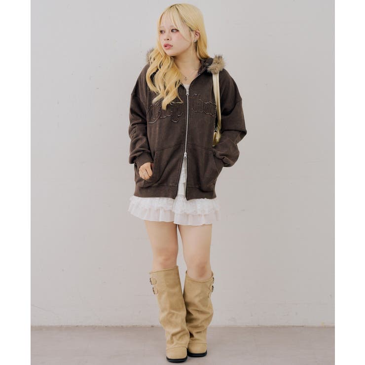 フェイクファー付ピグメントパーカー | NICE CLAUP / OLIVE des OLIVE　OUTLET | 詳細画像18 