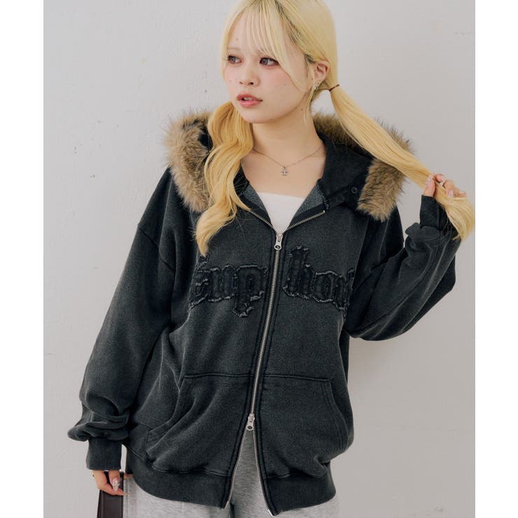 スミクロ | フェイクファー付ピグメントパーカー | NICE CLAUP / OLIVE des OLIVE　OUTLET