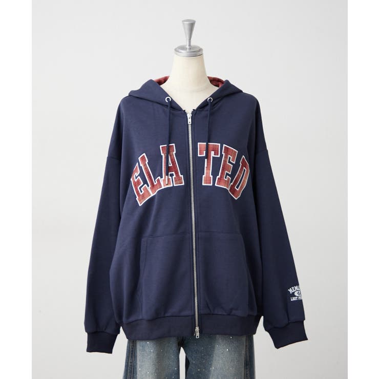 裏毛配色ロゴジップパーカー | NICE CLAUP / OLIVE des OLIVE　OUTLET | 詳細画像3 