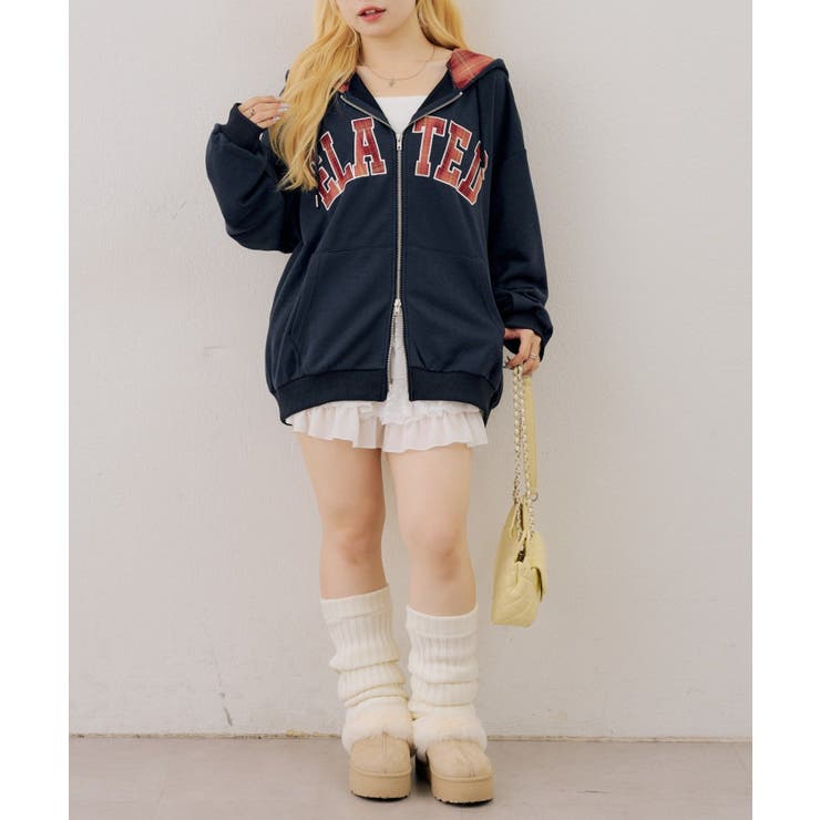 裏毛配色ロゴジップパーカー | NICE CLAUP / OLIVE des OLIVE　OUTLET | 詳細画像5 