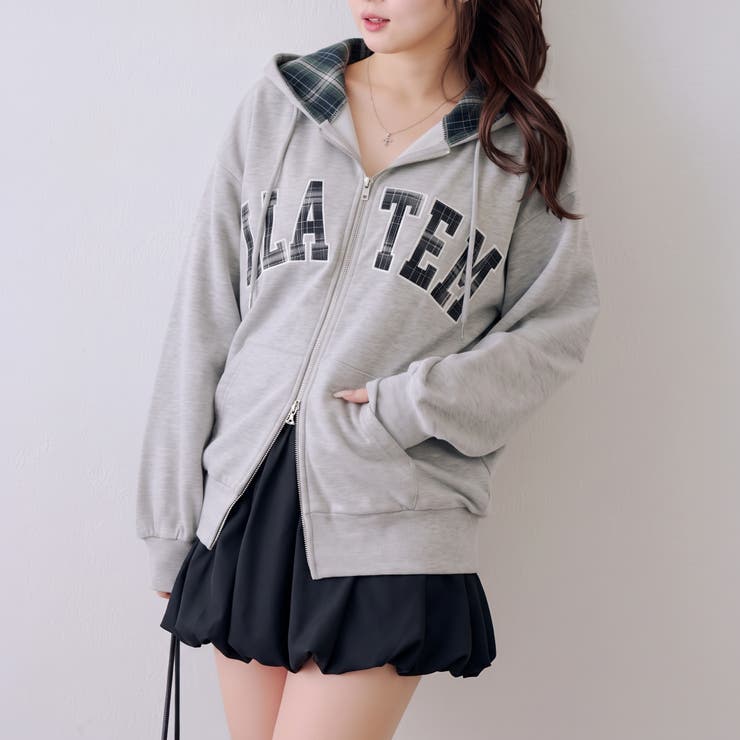 裏毛配色ロゴジップパーカー | NICE CLAUP / OLIVE des OLIVE　OUTLET | 詳細画像2 