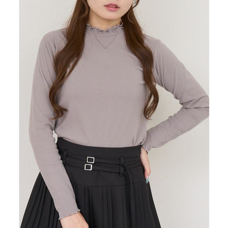 グレー | 起毛リブハイネックロンT | NICE CLAUP / OLIVE des OLIVE　OUTLET