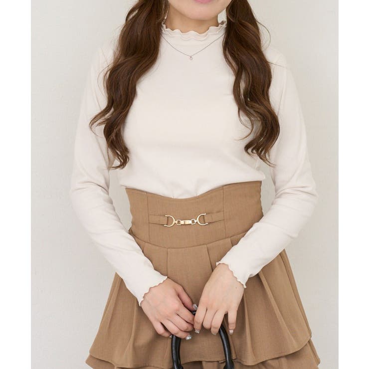 アイボリー | 起毛リブハイネックロンT | NICE CLAUP / OLIVE des OLIVE　OUTLET