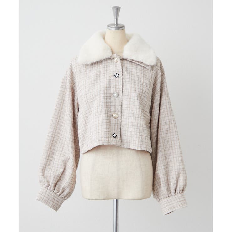 ラメツイードファー付ジャケット | NICE CLAUP / OLIVE des OLIVE　OUTLET | 詳細画像6 