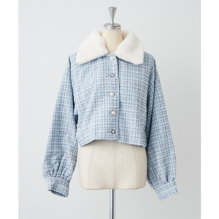 ラメツイードファー付ジャケット | NICE CLAUP / OLIVE des OLIVE　OUTLET | 詳細画像7 