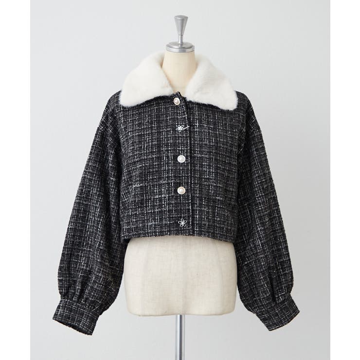 ラメツイードファー付ジャケット | NICE CLAUP / OLIVE des OLIVE　OUTLET | 詳細画像8 