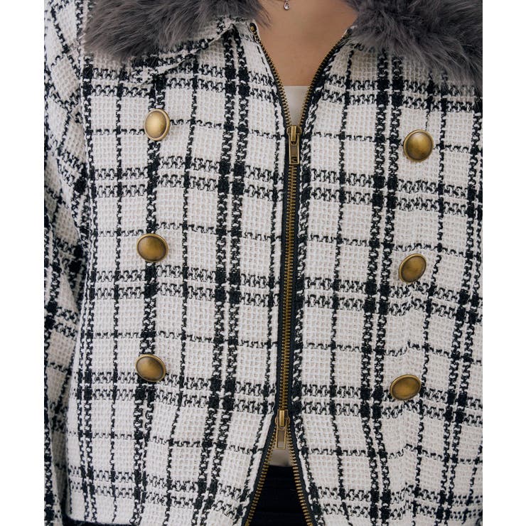 ツイードファーフェイクファー衿ブルゾン | NICE CLAUP / OLIVE des OLIVE　OUTLET | 詳細画像10 