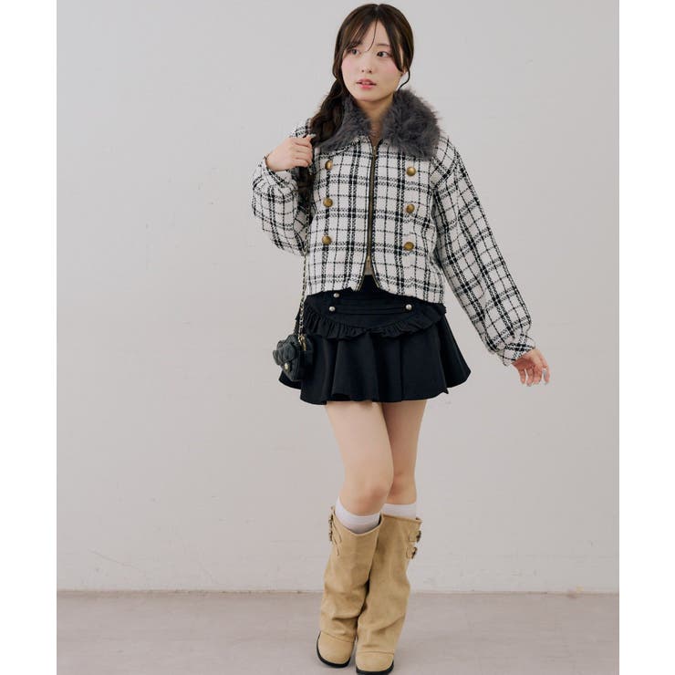 ツイードファーフェイクファー衿ブルゾン | NICE CLAUP / OLIVE des OLIVE　OUTLET | 詳細画像11 