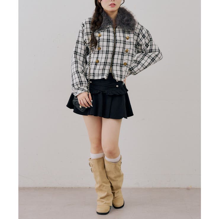 ツイードファーフェイクファー衿ブルゾン | NICE CLAUP / OLIVE des OLIVE　OUTLET | 詳細画像13 
