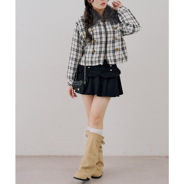 ツイードファーフェイクファー衿ブルゾン | NICE CLAUP / OLIVE des OLIVE　OUTLET | 詳細画像14 