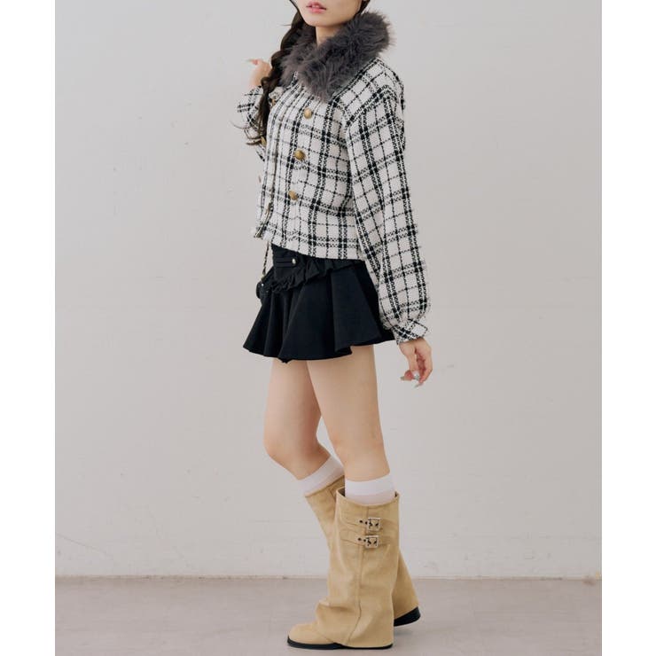 ツイードファーフェイクファー衿ブルゾン | NICE CLAUP / OLIVE des OLIVE　OUTLET | 詳細画像15 