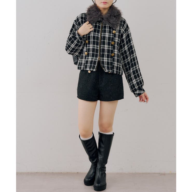 ツイードファーフェイクファー衿ブルゾン | NICE CLAUP / OLIVE des OLIVE　OUTLET | 詳細画像20 