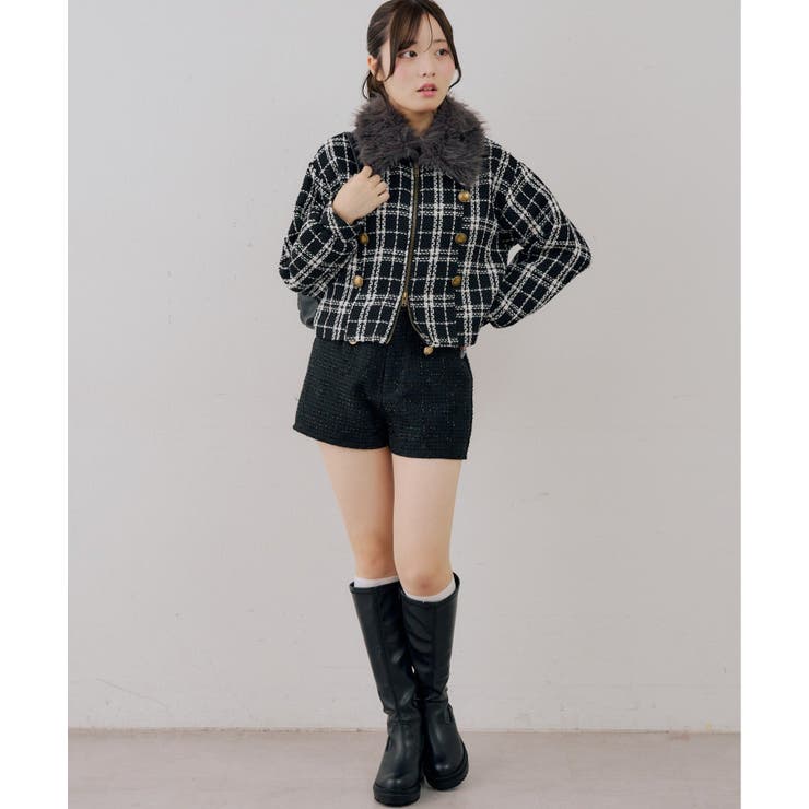 ツイードファーフェイクファー衿ブルゾン | NICE CLAUP / OLIVE des OLIVE　OUTLET | 詳細画像21 
