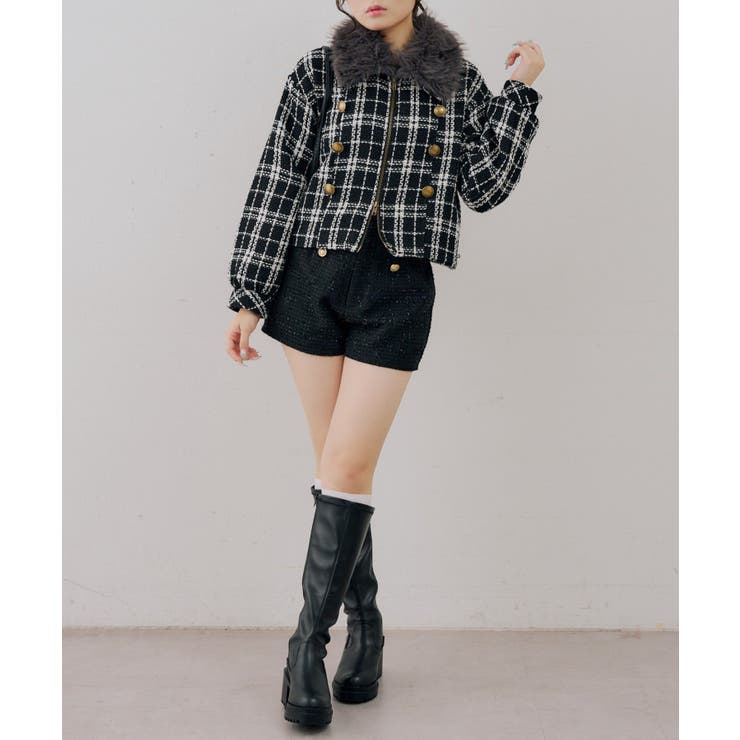 ツイードファーフェイクファー衿ブルゾン | NICE CLAUP / OLIVE des OLIVE　OUTLET | 詳細画像22 