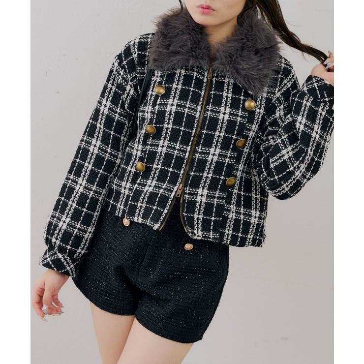 ツイードファーフェイクファー衿ブルゾン | NICE CLAUP / OLIVE des OLIVE　OUTLET | 詳細画像26 