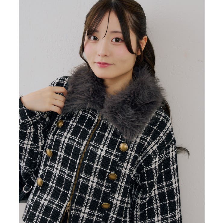 ツイードファーフェイクファー衿ブルゾン | NICE CLAUP / OLIVE des OLIVE　OUTLET | 詳細画像28 
