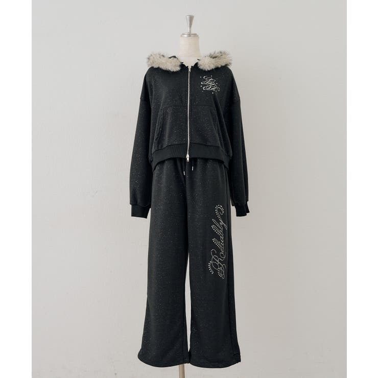 ブラック | フェイクファー付パーカーセット | NICE CLAUP / OLIVE des OLIVE　OUTLET